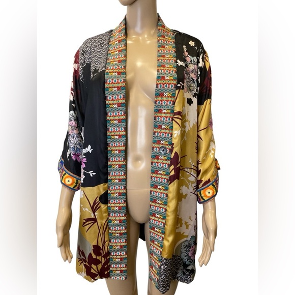 Johnny Was Avril Reversible Silk Blend /Velcet Colorful Floral Kimono Size S - Picture 9 of 11